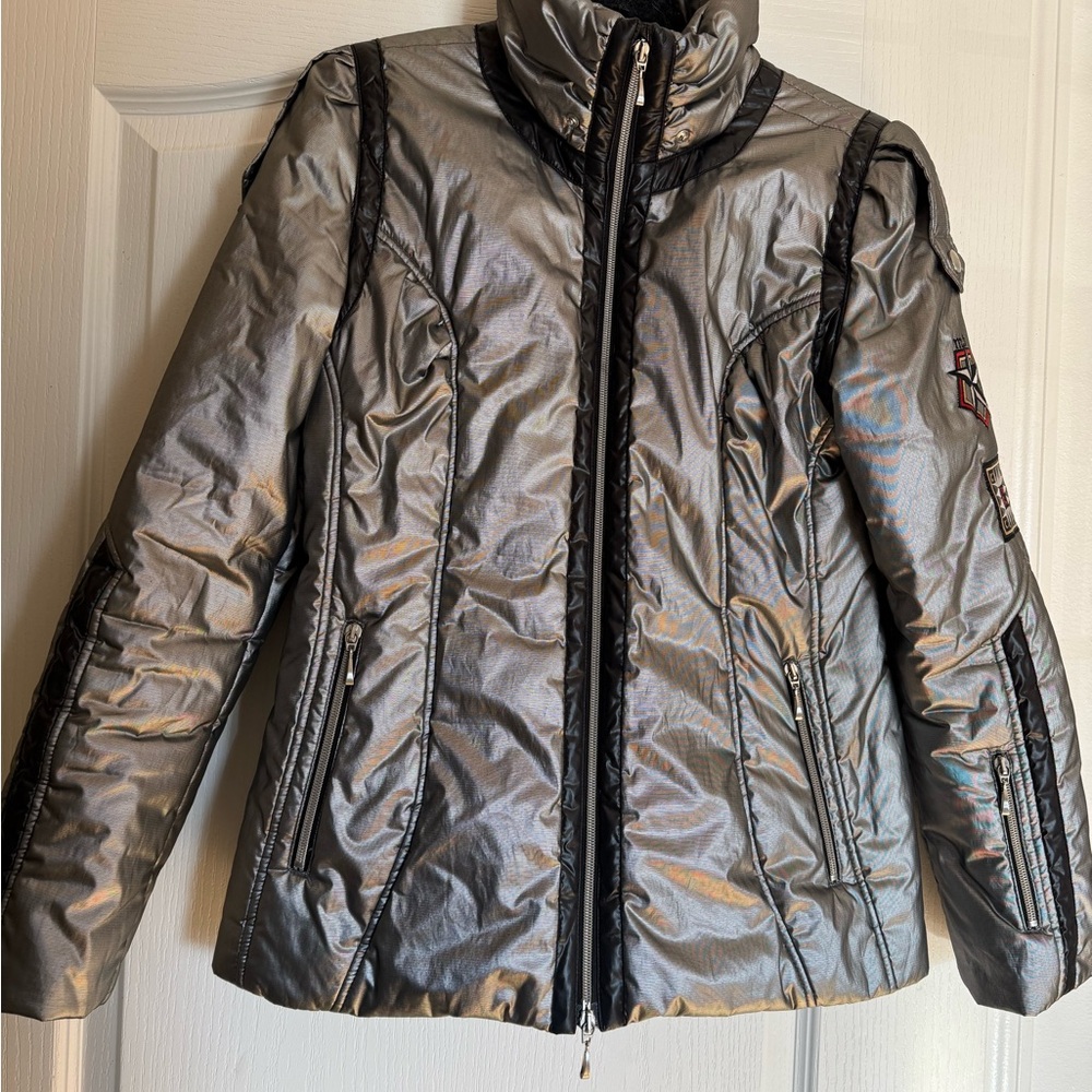 MDC Doris Pfister Vintage Y2K Stylish Moto Metallic Silver Jacket